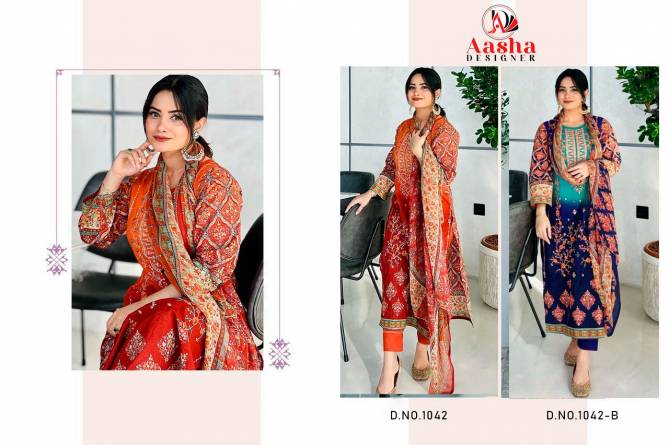 Harsha Vol 4 By Aasha Embroidery Cotton Dupatta Pakistani Suits Wholesale Market In Surat
